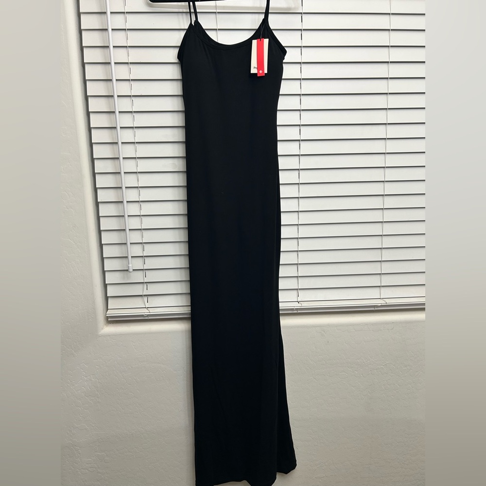 NWT Popilush Black Shapewear Ribbed Sleeveless Slip Bodycon Long Maxi Dress - Picture 6 of 8
